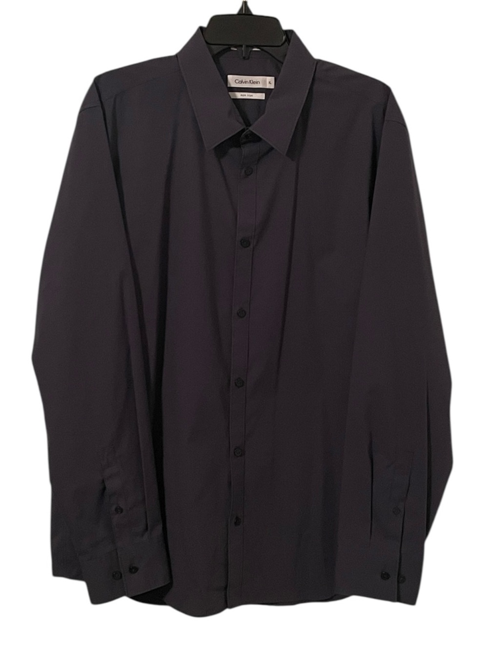 Calvin Klein Men's Navy Blue Black Striped Non Iron Button Down Shirt Size XL